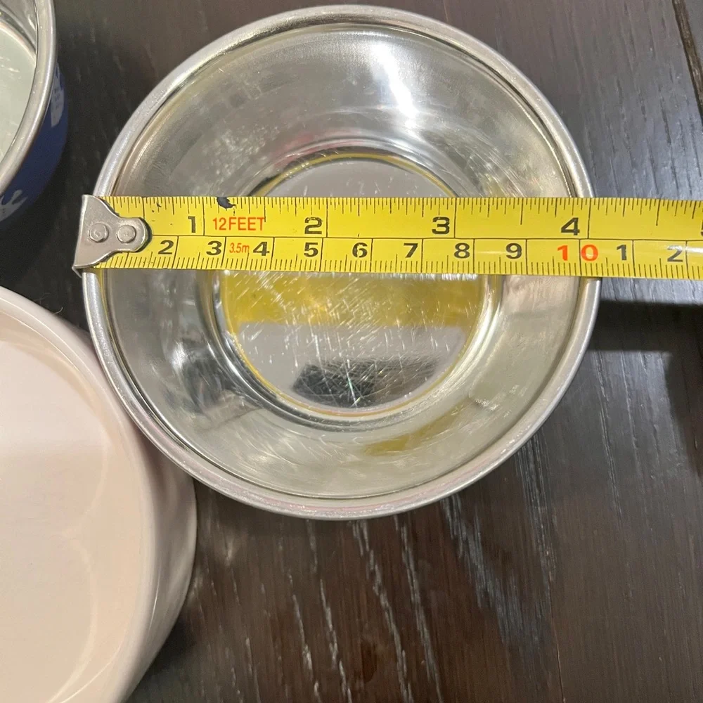 Lot of 4 Cat Feeding & Water Bowls Stainless and Rae Dunn *EUC* MSRP: $49+tax